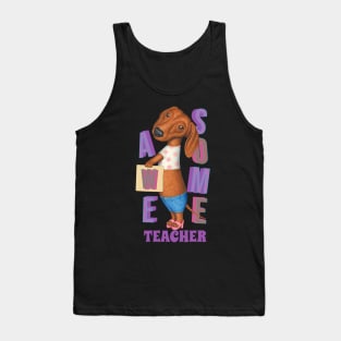 Funny cute Doxie Dachshund Dog Awesome Teacher Tank Top